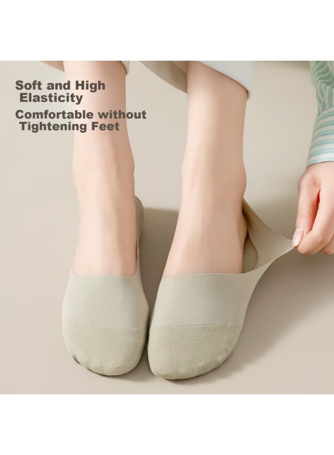 Zjzue Women's Socks For Spring And Summer, Transparent Invisible Non-slip Breathable Boat Socks, Antibacterial Deodorant Non-slip Heel Pure Color Women's Short Socks - Image 2