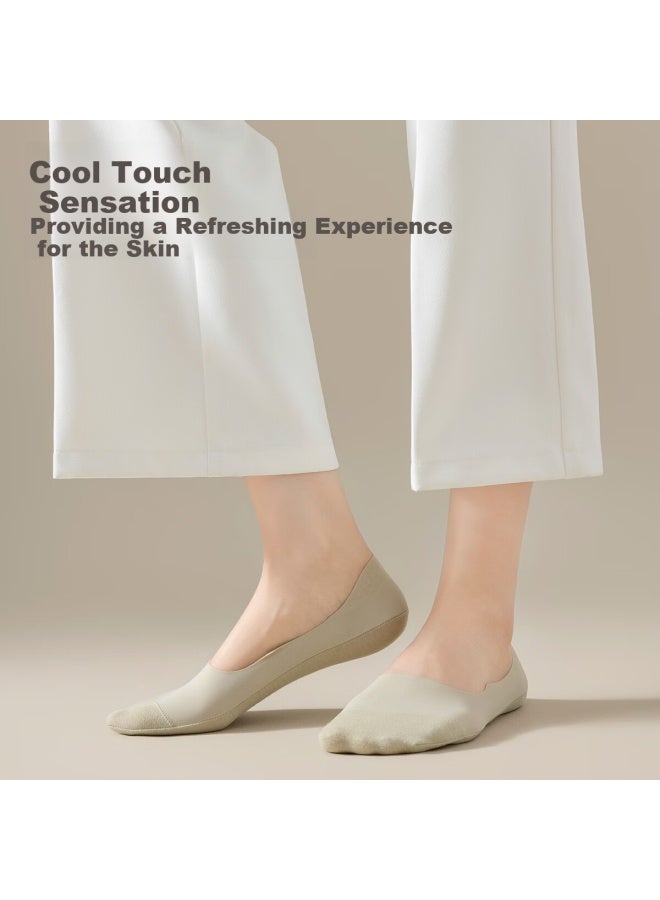 Zjzue Women's Socks For Spring And Summer, Transparent Invisible Non-slip Breathable Boat Socks, Antibacterial Deodorant Non-slip Heel Pure Color Women's Short Socks - Image 3