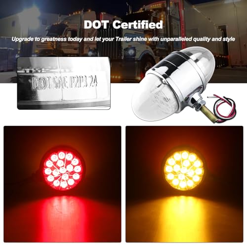 XtraGlow Watermelon Turn Signal Lights for Semi Truck Dual Revolution Red Amber DOT Approved 34 LEDs Clear Lens Chrome Auxiliary for Freightliner Peterbilt Kenworth Mack Western Star - Image 3
