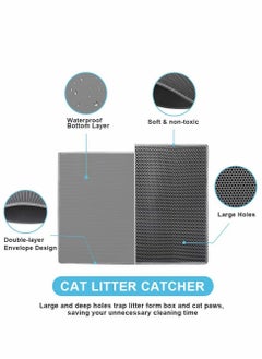 Excefore Cat Litter Mat Litter Trapping Mat,Honeycomb Double Layer Design Waterproof Urine Proof Trapper Mat for Litter Boxes, Large Size Easy Clean Scatter Control, 24” X 18”  - Image 2