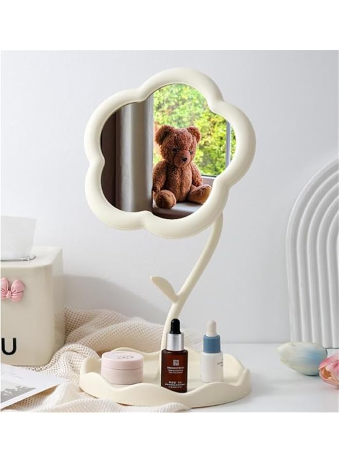 erorex Flower Makeup Mirror Portable Touch Up Mirror For Women'S Dresser Desktop Makeup Mirror For Student Dormitory Cute Heart Design White - Image 2