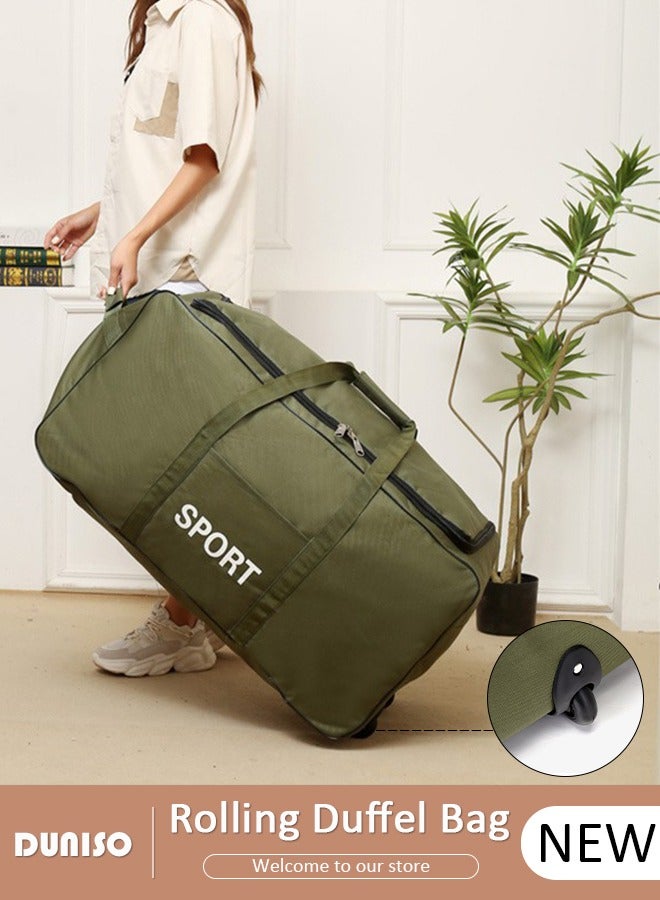 DUNISO Foldable Rolling Duffel Bag with 2 Wheels, Light Weight Travel Duffel bag with Large Loading Capacity, Inch Durable Travel Luggage Bag- Rugged, Collapsible Carry On Luggage Bag for Travel Camping Sports - Image 1