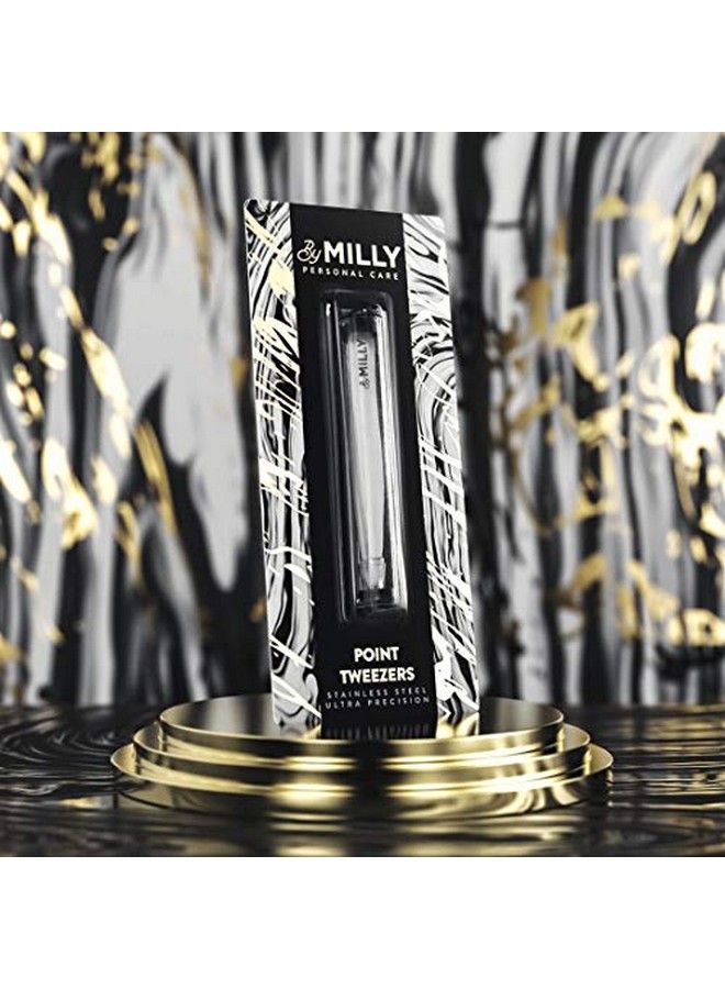 By MILLY ملقط مدبب مطروق من الحديد الصلب 100% ألماني، ملقط دقيق لنزع الشعر الناشئ وحواجب الوجه والشعر والشرائح وإزالة الزجاج، مصقول يدويًا بشكل مثالي. - Image 3