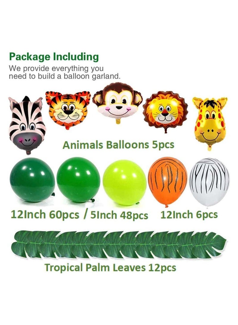 SOLARAE Safari Jungle Wild One Balloon Lion King Theme Baby Shower Birthday Party Decorations Supplies Boy Boys Green Balloons Garland Kit - Image 4