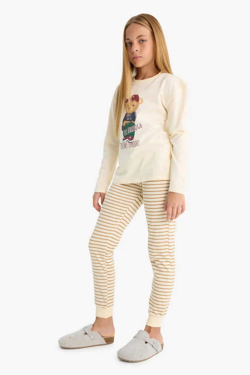 Defacto Girl Printed Top and Pants 2 Piece Pyjamas Set
