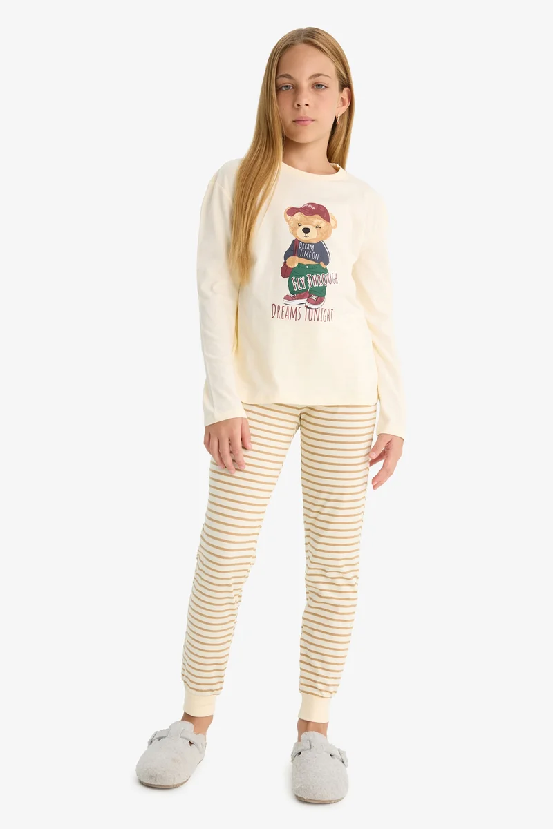 Defacto Girl Printed Top and Pants 2 Piece Pyjamas Set