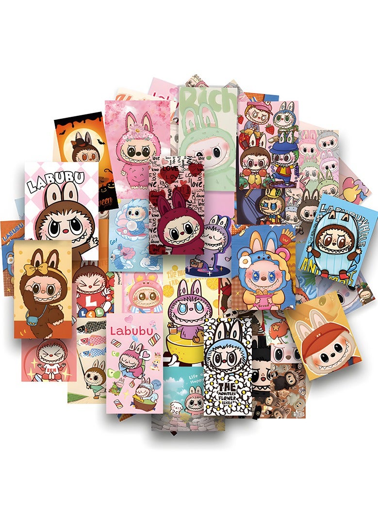 LABUBU 50 Pcs Labubu Cartoon Stickers for Teen Water Bottle, Cool Terror Labubu, Waterproof, Vinyl Decal for Kids Adult Girl Laptop, Skateboard, Phone, Guitar, Travel, Case, Bike Decoration - Image 1