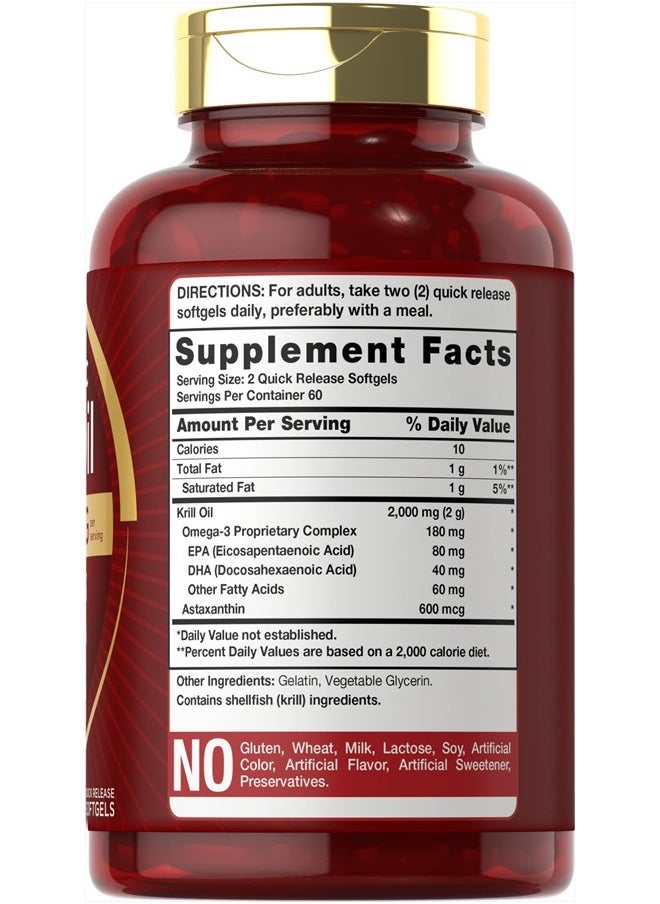 CARLYLE - Antarctic Krill Oil 2000 mg 120 Softgels | Omega-3 EPA, DHA, with Astaxanthin Supplement Sourced from Red Krill | Maximum Strength | Laboratory Tested - Image 1