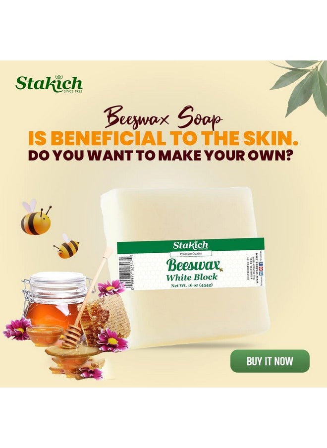 Stakich - White Beeswax Block - Natural, Cosmetic Grade - 1 Pound - Image 1
