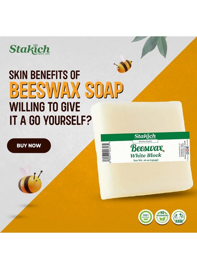 Stakich - White Beeswax Block - Natural, Cosmetic Grade - 1 Pound - Image 1