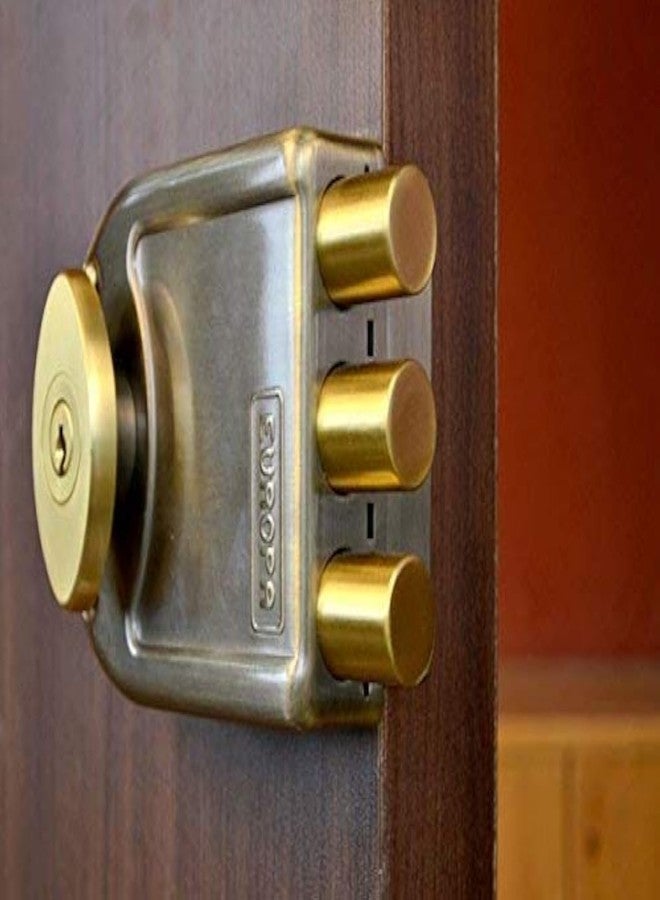 Europa 8123AB Interlocking Dead Bolts Door Lock | 20mm Brass Dead Bolts, Antique Brass Finish, DIMPLE Key MDL Technology| Ideal for Hotels, Farmhouses & Offices