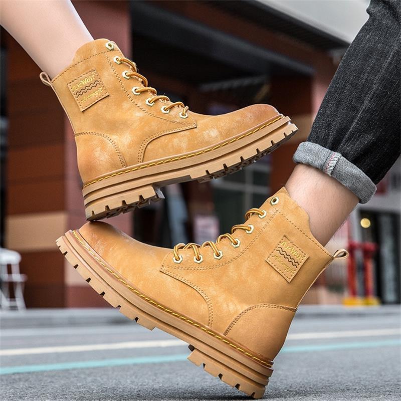 Large Size Martin Boots Men'S And Women'S Couples Trendy Boots Roman Boots Outdoor Desert Boots Cowhide Workwear Boots Short Boots Leather Boots - Image 2