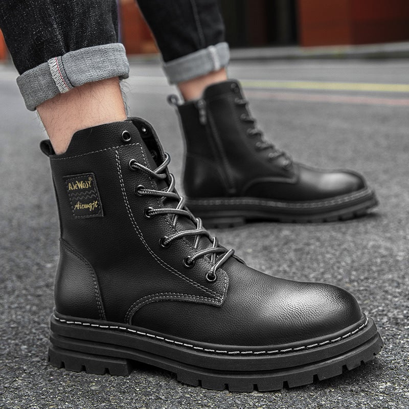 Large Size Martin Boots Men'S And Women'S Couples Trendy Boots Roman Boots Outdoor Desert Boots Cowhide Workwear Boots Short Boots Leather Boots - Image 4