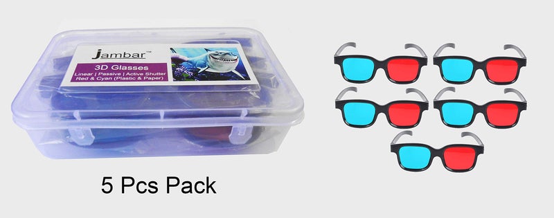 Jambar JD-05 Red & Cyan/Anaglyph 3D Glass for 3D Video/Image/Books/Magazine (5 Pcs. Pack) - Image 2