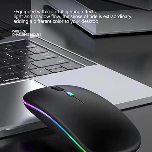 Guiheng 10 Pack Wireless Bluetooth Mouse,LED Dual Mode Rechargeable Silent Slim Laptop Mouse,Portable(BT5.2+USB Receiver) Dual Mode Computer Mice,for Laptop,Desktop Computer,ipad Tablet,Phone,TV (Black) - Image 5
