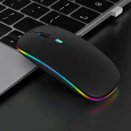 Guiheng 10 Pack Wireless Bluetooth Mouse,LED Dual Mode Rechargeable Silent Slim Laptop Mouse,Portable(BT5.2+USB Receiver) Dual Mode Computer Mice,for Laptop,Desktop Computer,ipad Tablet,Phone,TV (Black) - Image 2