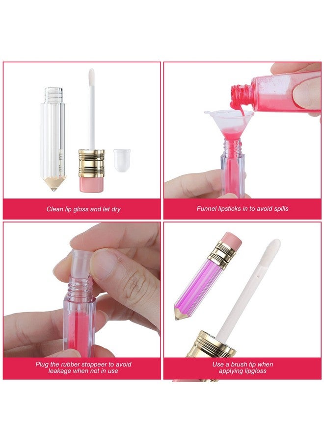 RONRONS 12 Pieces Pencil Lip Gloss Tubes, Empty Mini Pencil Shaped Lip Gloss Tubes Containers Clear Lip Balm Tube Plastic Refillable Bottle For Women Girls Gifts, 5Ml - Image 2