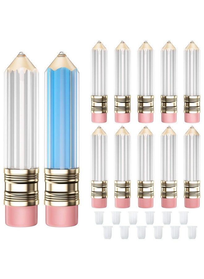 RONRONS 12 Pieces Pencil Lip Gloss Tubes, Empty Mini Pencil Shaped Lip Gloss Tubes Containers Clear Lip Balm Tube Plastic Refillable Bottle For Women Girls Gifts, 5Ml - Image 1