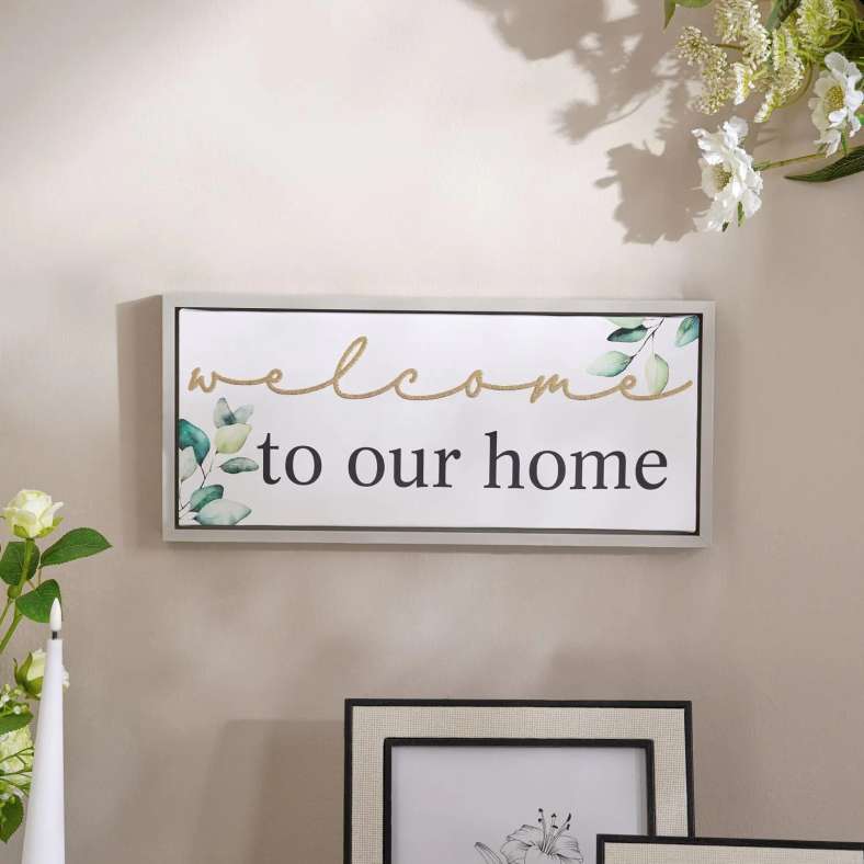 Pan Home Welcome Home Wall Art 18.8x42cm - White - 191AIC9903951 - Image 1
