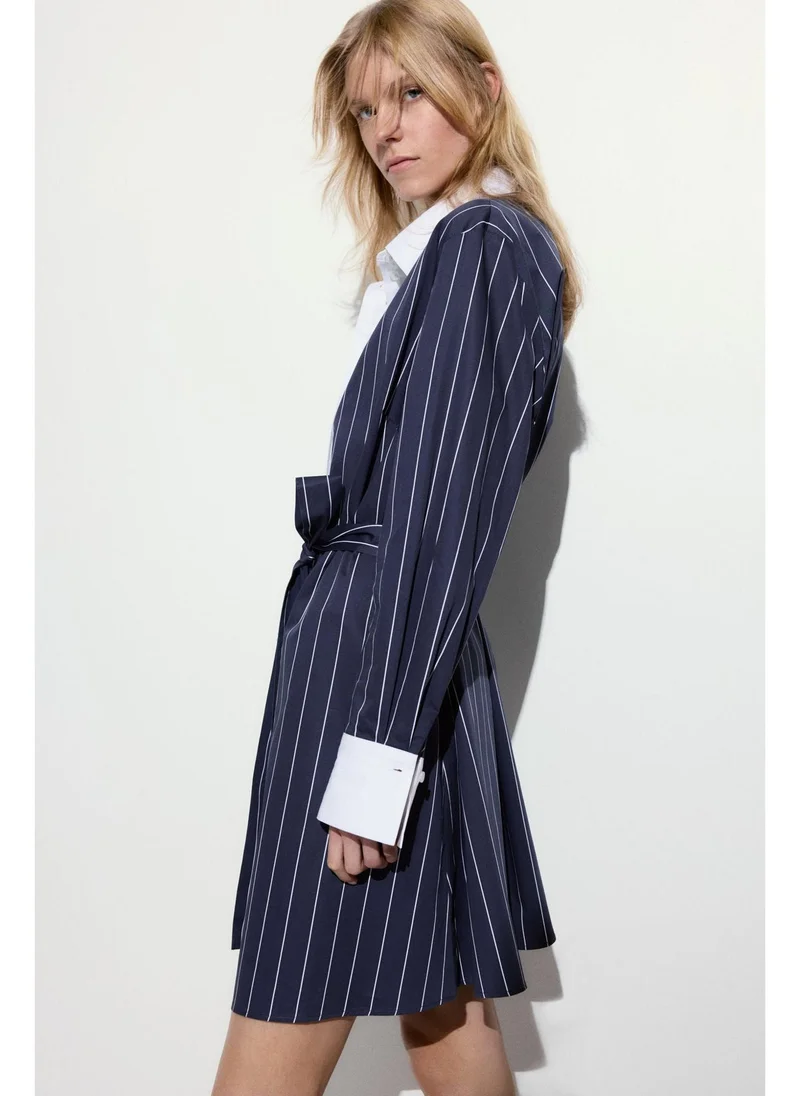 اتش اند ام Tie-belt shirt dress