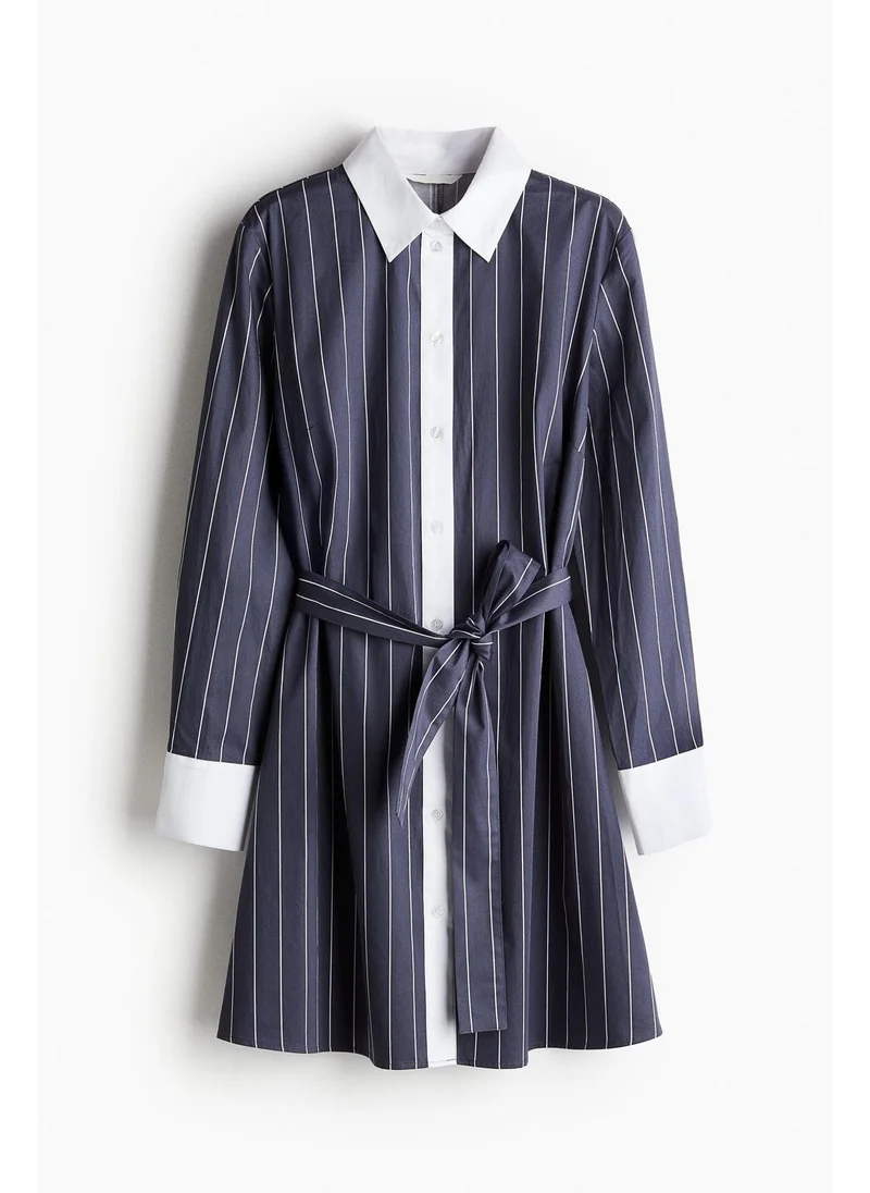 اتش اند ام Tie-belt shirt dress