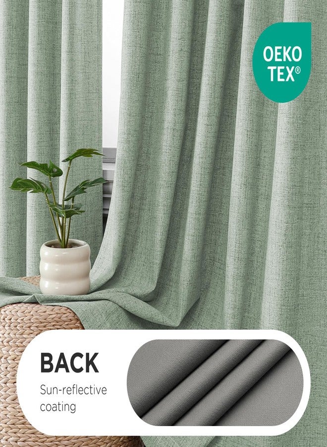Joydeco Pinch Pleated Curtains - 100% Blackout for Bedroom, Sage Green Linen Curtains 40" W x 84" L, Thermal Insulated 2 Panels Light Blocking Drapes, Back Tabs for Living Room - Image 2