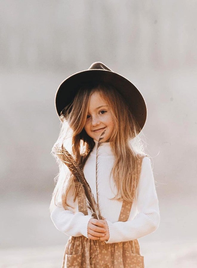 Eohak Kids Girls-Fedora-Hats for Boys Vintage Wide-Brim Bowler-Cap Classic Solid Belt Fedoras Caps 8-16 Years - Image 4