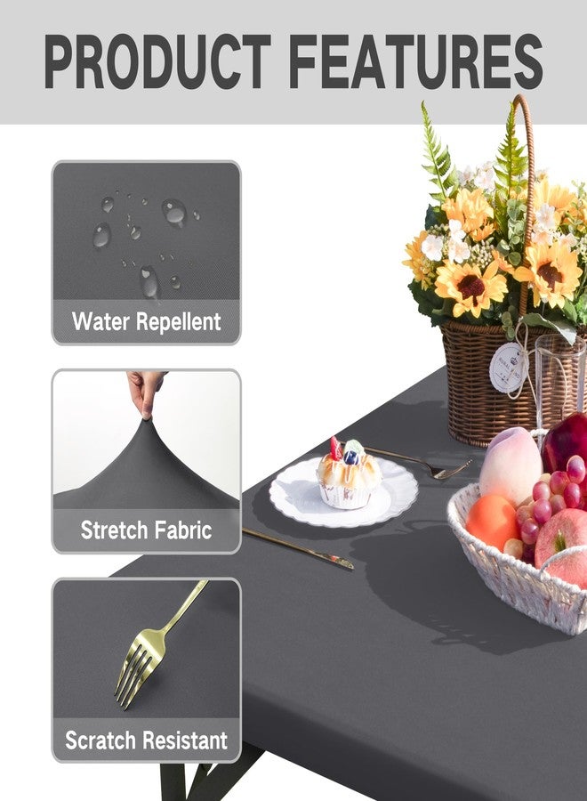Nacuci Square Fitted Table Cover Elastic Tablecloth Stretch Spandex Table Top Cover Table Topper Cap for Dining Kitchen Home Party Grey 34X34 Inch - Image 4