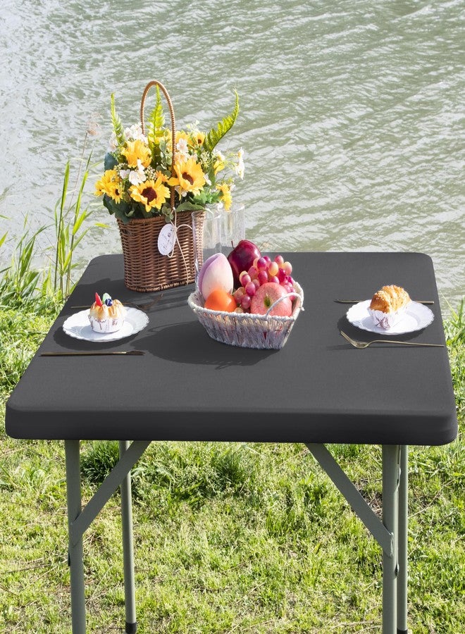 Nacuci Square Fitted Table Cover Elastic Tablecloth Stretch Spandex Table Top Cover Table Topper Cap for Dining Kitchen Home Party Grey 34X34 Inch - Image 2