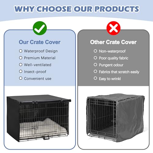 Akinerri Dog Crate Cover - Double Door Waterproof Kennel Cover, Durable 600D Polyester, Black, Fits 42 Inch Dog Crate - Image 3