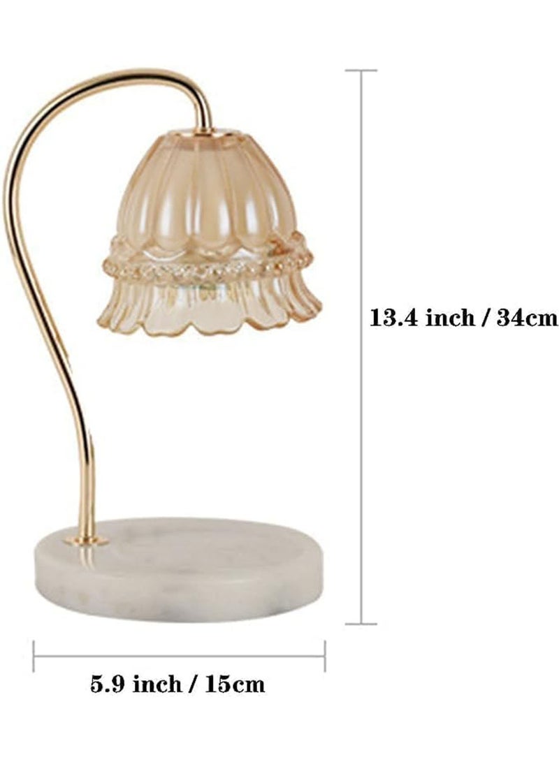 Candle Warmer Lamp with Dimmer and 2 Bulbs Crystal Flower Shade Candle Wax Melter Adjustable Heat for Small & Large Jars