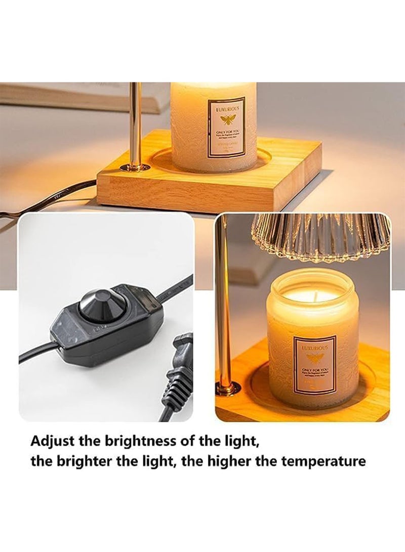 Candle Warmer Lamp with Dimmer and 2 Bulbs Crystal Flower Shade Candle Wax Melter Adjustable Heat for Small & Large Jars