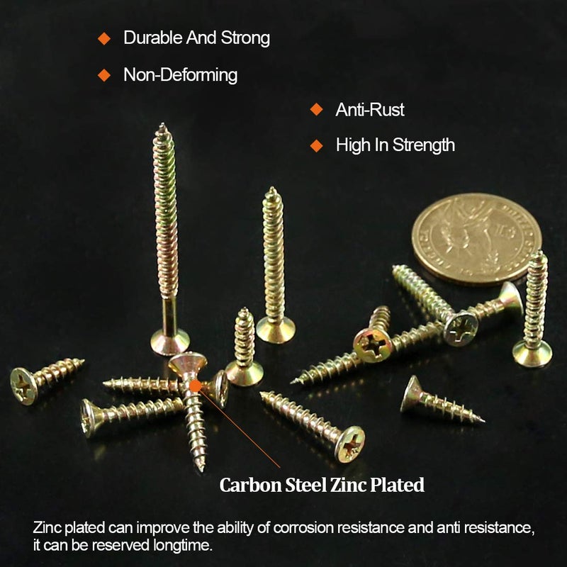 Rustark 280-Pcs [#7 5/8'' to 2-1/2''] Phillips Bugle Head Coarse Thread Drywall Screw Self Tapping Wood Screws Assortment Kit Ideal for Drywall Sheetrock - Zinc Plated Carbon Steel - Image 3