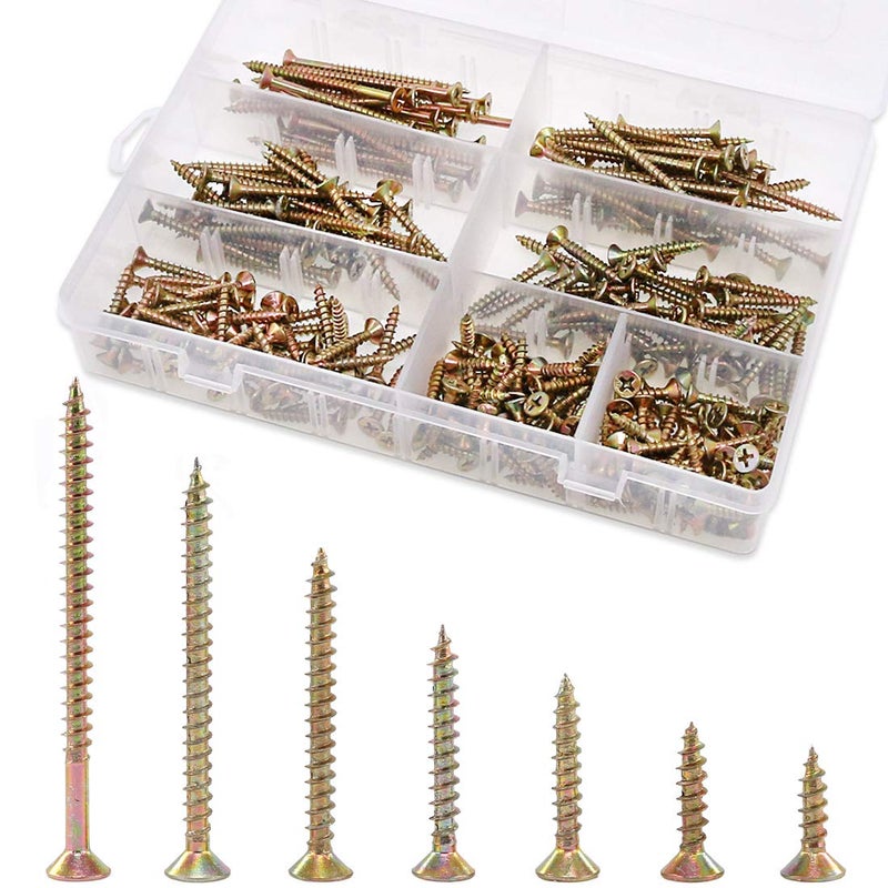 Rustark 280-Pcs [#7 5/8'' to 2-1/2''] Phillips Bugle Head Coarse Thread Drywall Screw Self Tapping Wood Screws Assortment Kit Ideal for Drywall Sheetrock - Zinc Plated Carbon Steel - Image 1
