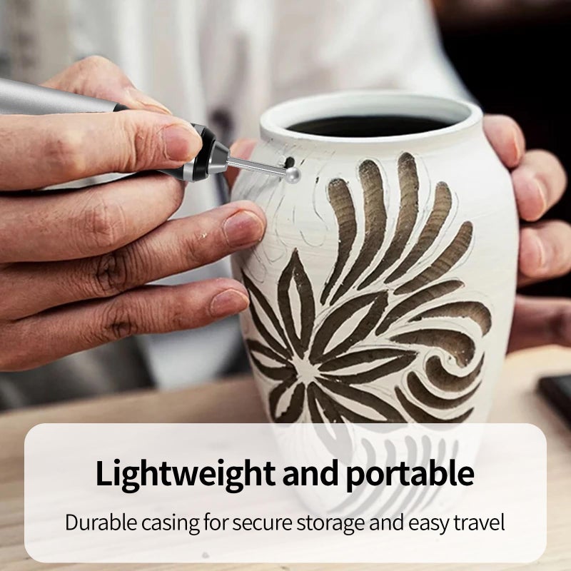 CBVCBV Wireless Engraving Pen Kit - Precision Tool for Artists & DIY | Engrave Jade, Wood, Metal, Polish Phone Chips | Smooth & Powerful with,engraver wood carving tool engraving machineï¼ (Silver + Black) - Image 3