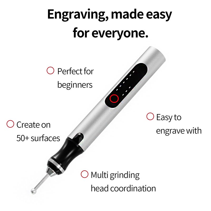 CBVCBV Wireless Engraving Pen Kit - Precision Tool for Artists & DIY | Engrave Jade, Wood, Metal, Polish Phone Chips | Smooth & Powerful with,engraver wood carving tool engraving machineï¼ (Silver + Black) - Image 2