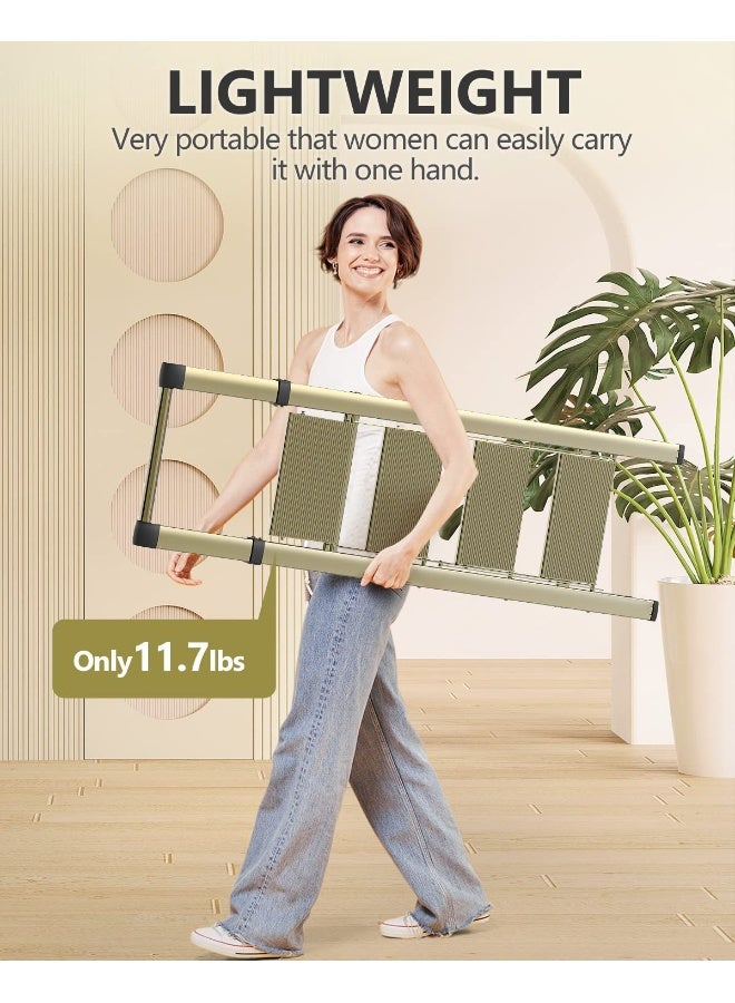 WOA WOA 4 Step Ladder Ladders for Home AntiSlip Pedals Aluminum Step Stool Foldable Lightweight to Move Ease of Storage Reach 9ft for Closet Kitchen Library Hold 300lbs Gold - Image 3