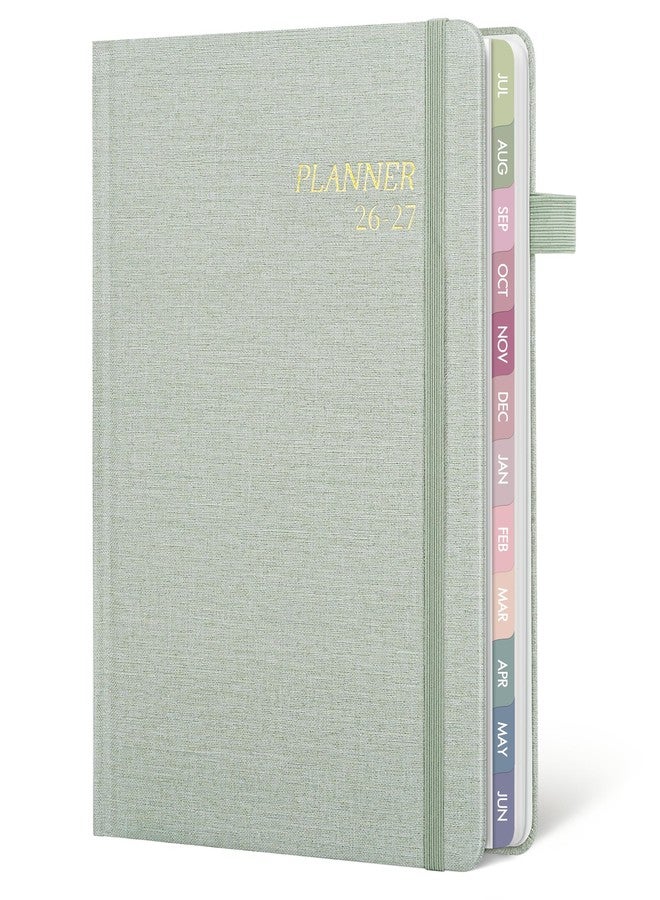 Billtigif 2026-2027 Planner Weekly and Monthly, Jul 2026 - Jun 2027, A5 Linen Cover Calendar Planner 2026-2027, Agenda Book with Colorful Monthly Tabs, Inner Pocket (5.8" x 8.3", Green) - Image 1