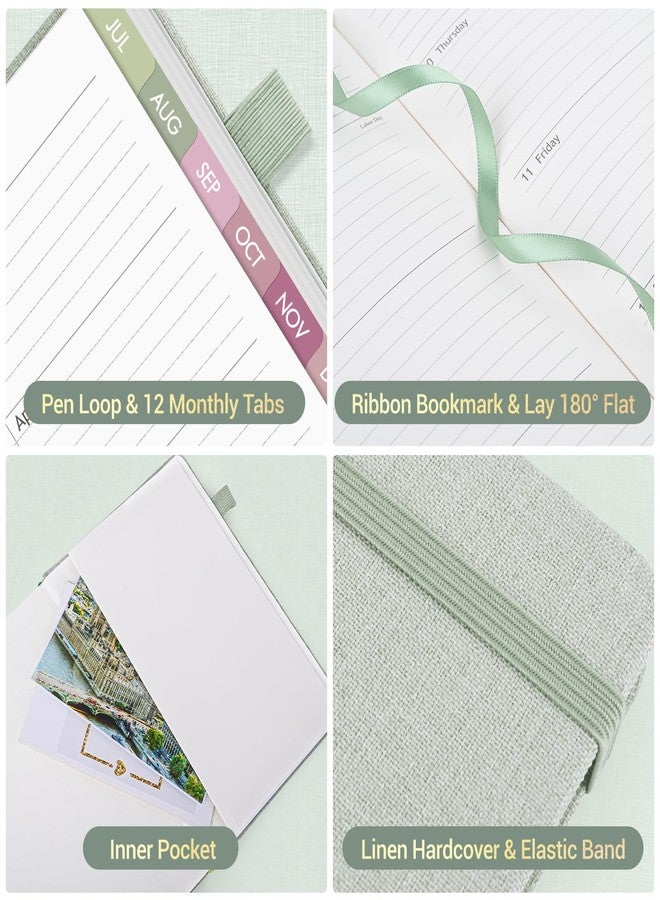 Billtigif 2026-2027 Planner Weekly and Monthly, Jul 2026 - Jun 2027, A5 Linen Cover Calendar Planner 2026-2027, Agenda Book with Colorful Monthly Tabs, Inner Pocket (5.8" x 8.3", Green) - Image 4
