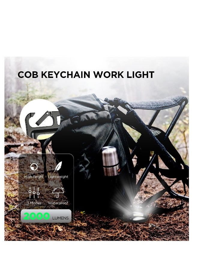 Generic - COB Work Light, Portable Waterproof Small Led Keychain Flashlights, Rechargeable Cob Keychain Light, Collapsible Bracket and Strong Magnet, Perfect for Night Running, Camping - Image 1