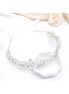 Oriamour Oriamour Bridal Headband Crystal Tiara for Women Pearl Wedding Headpieces for Bride Hair Accessories for Prom Birthday Party 