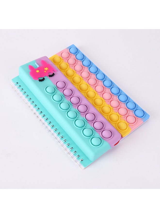 Multifunctional Pencil Case Notebook Stationery Case Suit Silicone Bubble Decompression A5 Loose-leaf Pencil Case Suit-Color:A5 Unicorn (Macaroon)  - Image 1