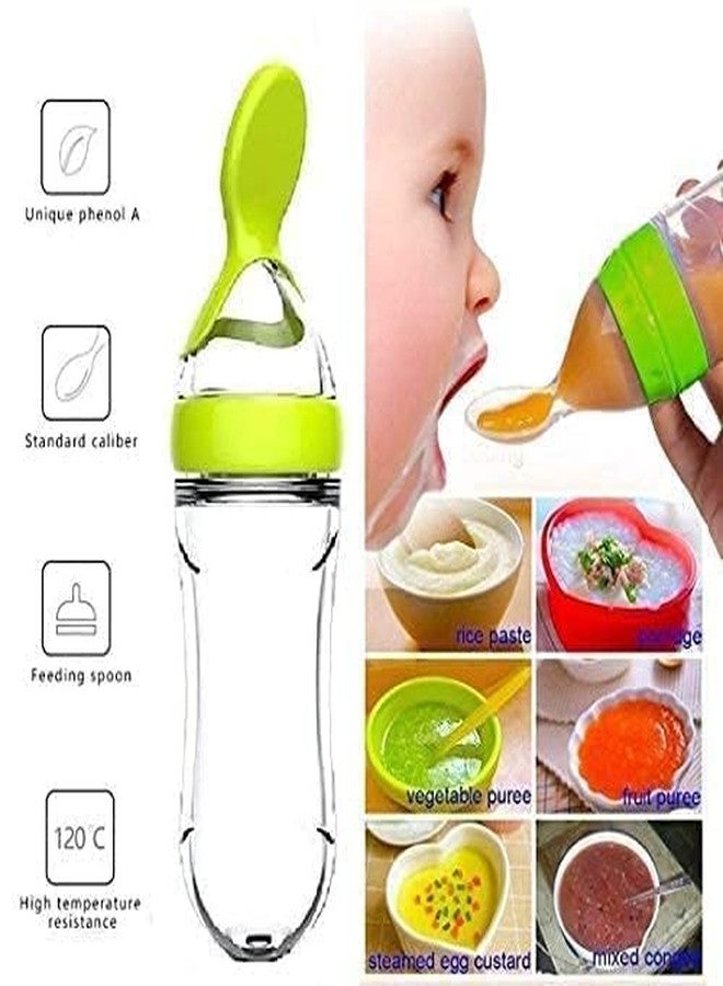 Chopchi Silicone Fruit Rattle Pacifier 1 Pcs,1 pcs Spoon Feeder Bottle and 1 Pcs Finger Brush for Infant Baby 6 Month Above (3 Piece Combo Set-Green) - Image 2