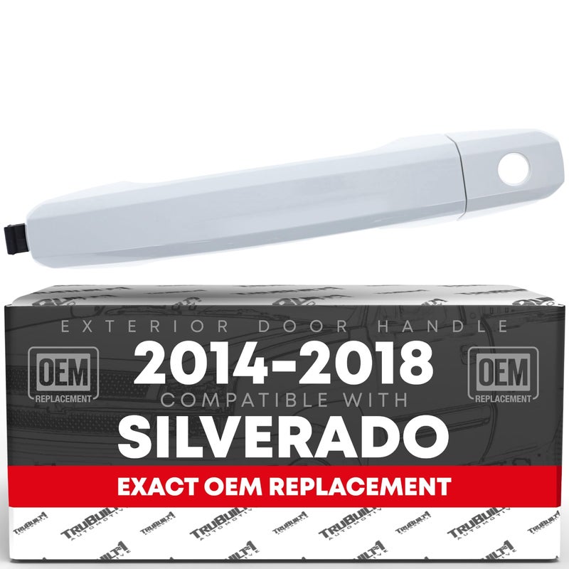 T1A Exterior Front Driver Door Handle Compatible with 20142018 Chevrolet Silverado 20142018 GMC Sierra Olympic White GAZ Plastic with Keyhole OEM 13583889GAZ 13583894GAZ 82537 - Image 2