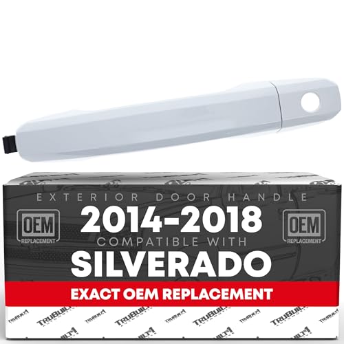 T1A Exterior Front Driver Door Handle Compatible with 20142018 Chevrolet Silverado 20142018 GMC Sierra Olympic White GAZ Plastic with Keyhole OEM 13583889GAZ 13583894GAZ 82537 - Image 1