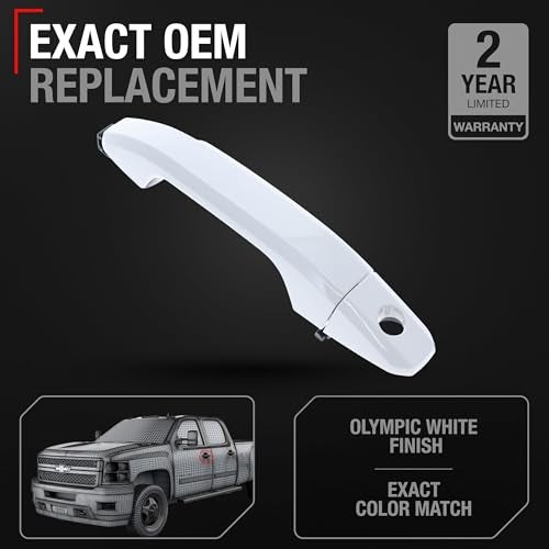 T1A Exterior Front Driver Door Handle Compatible with 20142018 Chevrolet Silverado 20142018 GMC Sierra Olympic White GAZ Plastic with Keyhole OEM 13583889GAZ 13583894GAZ 82537 - Image 3