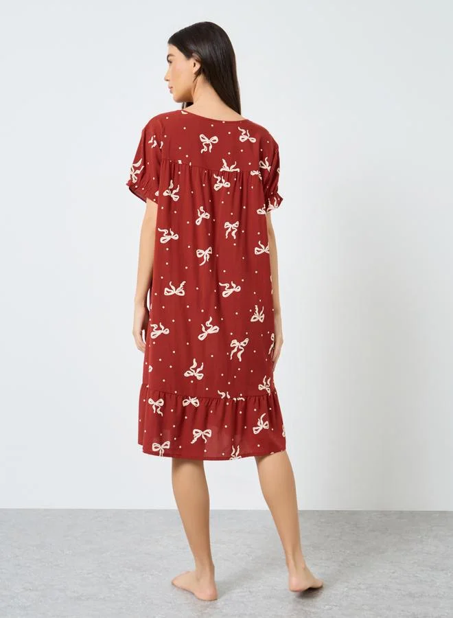 Take Two Take Two All Over Bow Print Nightdress
