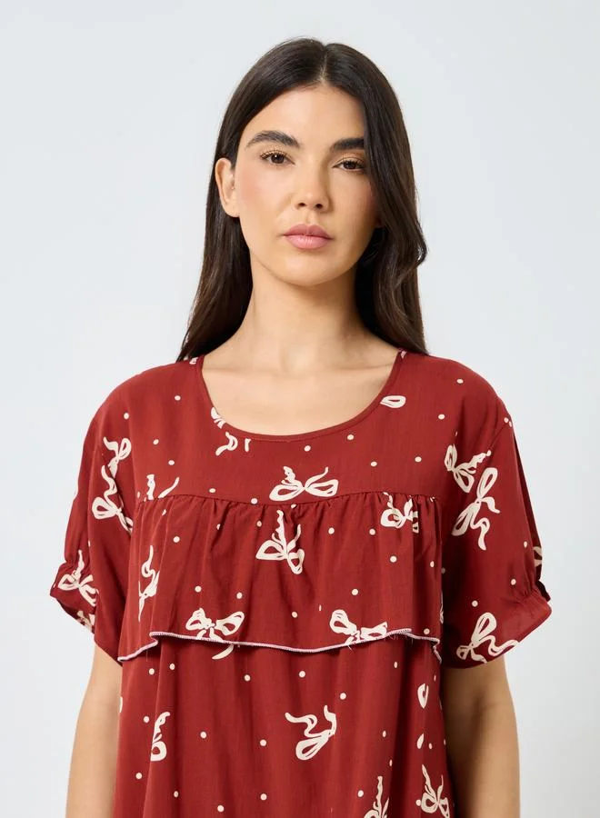 Take Two Take Two All Over Bow Print Nightdress