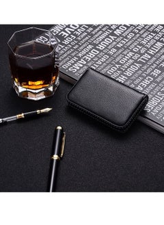 KASTWAVE 2 Pieces Business Card Holder, Business Card Wallet Leather Business Card Case Pocket Business Name Card Holder with Magnetic Shut, Credit Card ID Case wallet (Blue and Black)  - Image 4