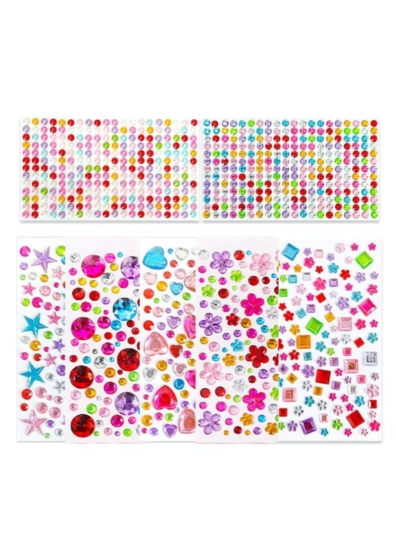 Gecomo 7 PCS Gem Stickers Rhinestones, Self Adhesive Jewels Stickers,Acrylic Gems Embellishment DIY Glitter Decorative Diamonds Small Stickers for Kids - Image 1